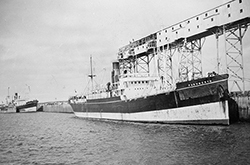 ss Farnworth and ss Warkworth. 1931. First ships to load wheat at Churchill. Photograph Courtesy of Library and Archives Canada C-022471…